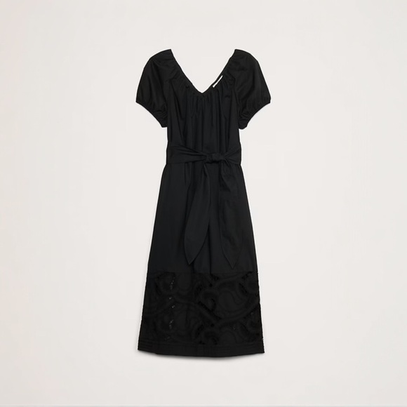 NWT Banana Republic Embroidered Cotton Poplin Ruched Midi Dress - Picture 4 of 7